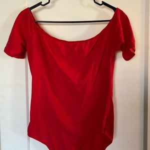 Off Shoulder Red Bodysuit